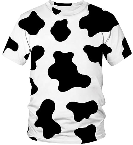 Lurhonp Men Women 3D Cow Print Funny Short Sleeve Tshirts Fashion Crewneck T-Shirts,Color2,S