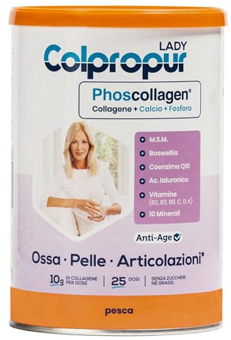 Colpropur Lady Gusto Pesca – Collagene Idrolizzato in Polvere da Bere - Peptidi di Collagene, Integratore per Ossa, Pelle e Articolazioni – 340g