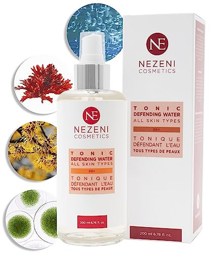 Nezeni Tónico Facial Defending Water 200 ml | 8 Principios Activos | Ácido Hialurónico, Extracto de Hamamelis y Extractos de Microalgas | Vegano | Para Todo Tipo de Pieles | BAJO EN CONSERVANTES