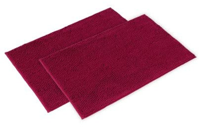 WohnDirect Badematten Set 2 teilig - Beere 70 x 120 cm - rutschfest & Waschbar - Badvorleger, Badezimmerteppich, WC Vorleger