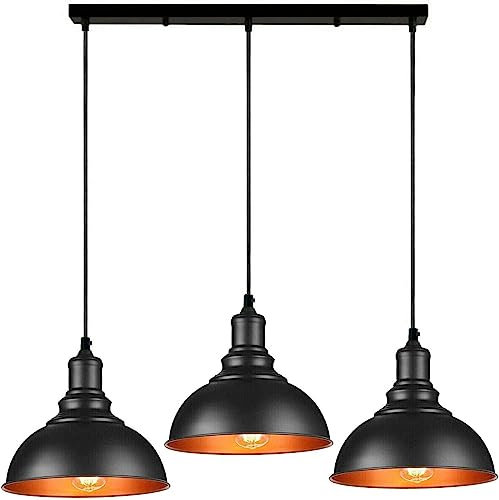 LEDSone Modern 3 Light Pendant Ceiling Lamp Adjustable Height Metal Shades 50cm Bar Nordic Style Hanging Fixture for Dining Room, Kitchen Island, Living Room, Bedroom
