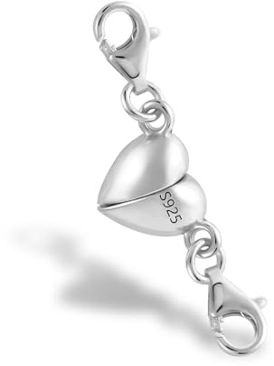 925 Sterling Silver Magnetic Necklace Clasps Double Heart Jewelry Clasps | Magnetic Necklace Clasps 925 Jewelry Making Findings Clasps Heart Ball Magnet Bracelet Convert Connect Necklace Extenders