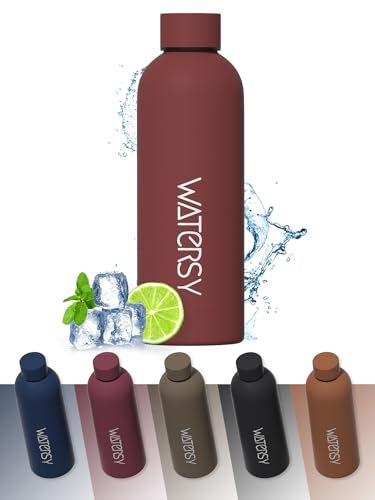 WATERSY Botellas de Agua Termica 500 ml, Botella de Agua para Niños, 17oz Taza Termica, Sin BPA, Fría y Caliente con Doble Vacío, para Escuela, Deporte, Gimnasio, Oficina (Rojo)
