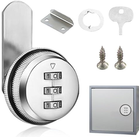 1 juego de cerraduras de código para armario (plateada30 mm), 3 cerraduras de combinación digital, sin llave, cerradura de buzón para puertas de cajones de seguridad, cajas de herramientas, taquillas