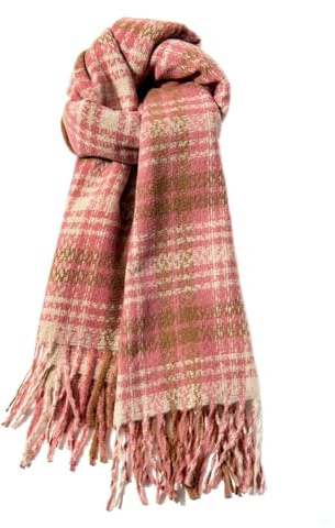XINNE Bufandas de Invierno para Mujer, Bufandas a Cuadros con Sensación de Moda para Mujer, Chales y Envolturas, Bufanda Larga de Manta Rosa Rosa