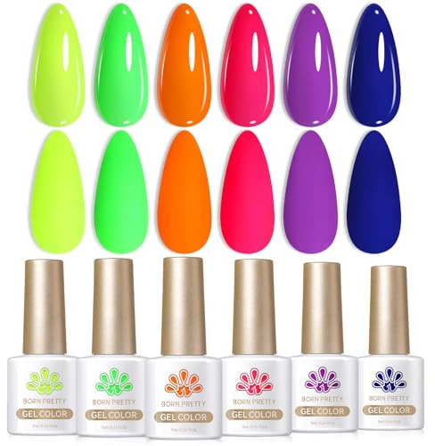 Born Pretty UV Nagellack Neon Leuchtendes Glühen im Dunkeln Gel Nagellack UV Neon Fluoreszierend Lebendig Frühling Sommer UV LED Soak off Manicure Gel Lacquer Varnish