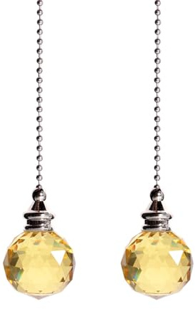 2 catene di prolunga per ventilatore da soffitto, con sfera a prisma di cristallo, per lampada da camera da letto, catena decorativa per ventilatore, catena per tirare la luce del ventilatore/cavo