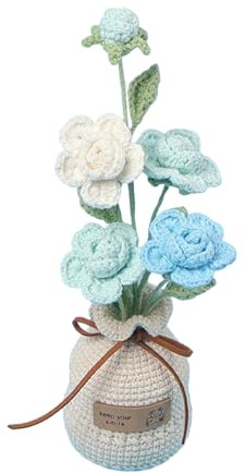 Virkade Blommor, Virkad Handgjorda stickade virkade rosor med kruka