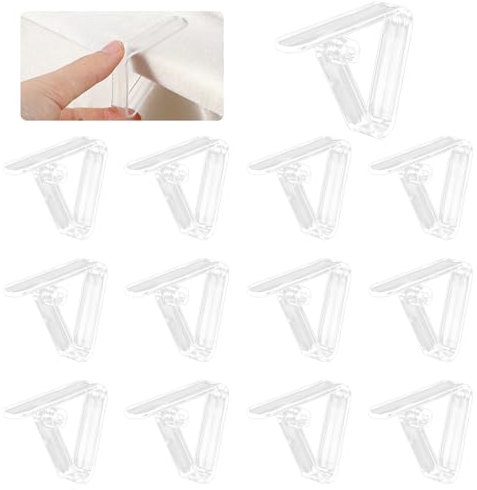 Nogeqi 12PCS Clear Table Cloth Clip, Plastic Tablecloth Clips for Thin Tables, Transparent Windproof Picnic Tablecloth Clips for Christmas Wedding Party Indoor Outdoor Camping