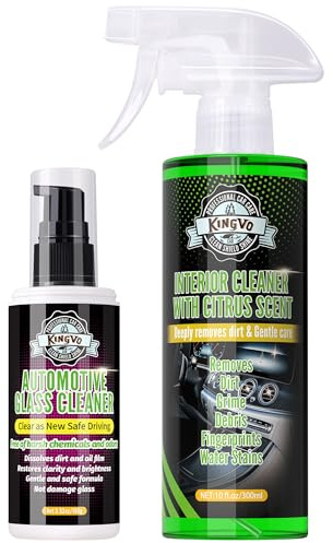 Kingvo Car Leather Cleaner and Car Window Cleaner, Dashboard Shower Door Glass Window Polish Spray Detailing Tool Water Spot Remover Wash Kit
