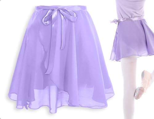 Emezddo Ballettrock,Fließender Schnür Ballettkleidung,Wickelrock,verwendet für Mädchen und Damen Eiskunstlauf,Gymnastik,Bühnenauftritte,Mottopartys(Lila)