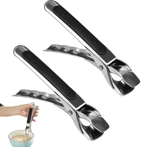 2 pinze anti-scottatura, pinze per friggitrice ad aria calda, pinze per piastre riscaldanti in acciaio inox, pinze per friggitrici, piastre riscaldanti antiscivolo, pinze per forno, padella calda