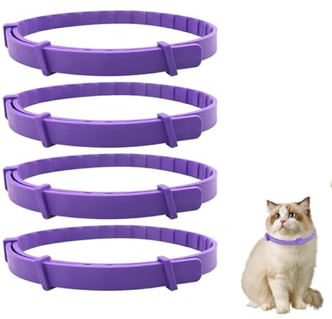 4er-Pack Beruhigendes Halsband für Katzen, Pheromone Katzen Beruhigende Halsbänder Verstellbare Anti Stress Katzenhalsband Lindert Angst Bei Katze Und Hunden Sicher Wasserdichtfür Kleine und Große