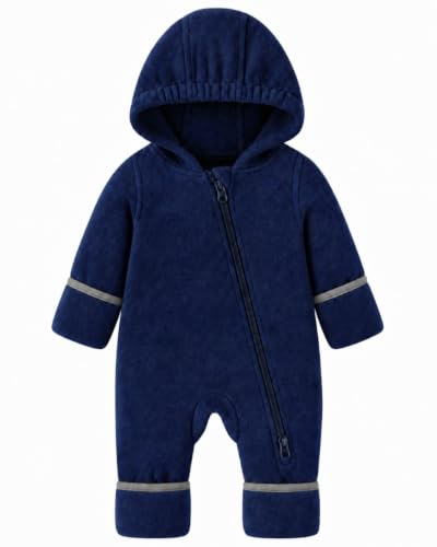 JiAmy Newborn Baby Boys Girls Fleece Romper One Piece Hoodie Jumpsuit Navy Blue 18-24 Months
