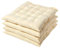 HOMESCAPES Cream/Yellow Seat Pads for Dining Chair, Set of 4 100% Cotton Chair Pads with Straps, 40x40 cm