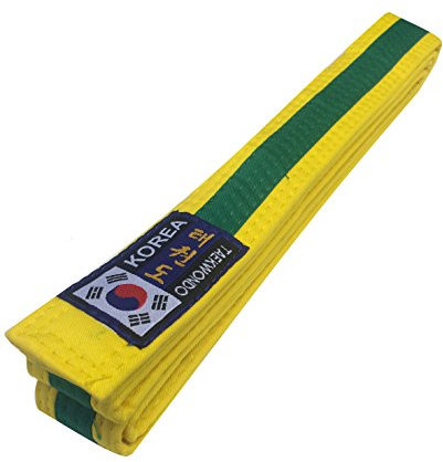 Budodrake Korea Taekwondo Gürtel gelb-grün (Mittelstreifen) (330)