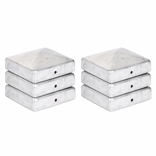 6x Tappo per Palo Piramide 71×71 mm – Acciaio Zincato a Fuoco per Pali in Legno 70×70 mm – Protezione Anticorrosione per Giardino, Recinzioni, Pergole e Terrazze