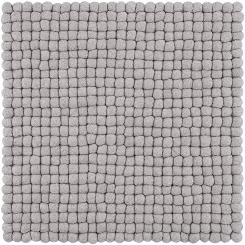 myfelt Filzkugel-Sitzauflage Stuhlauflage - Luis - quadratisch, 36x36 cm, Grau