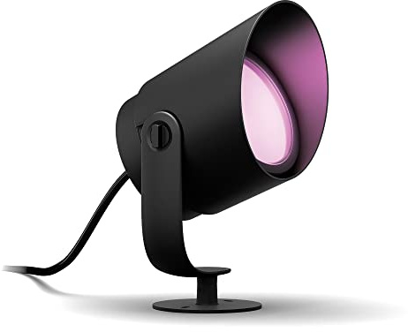 Philips Hue White & Color Ambiance Lily Gartenstrahler [nur Erweiterung], Außenleuchte erfordert Hue Bridge + Base Kit (separat erhältlich), Spot funktioniert mit Alexa, Google Assistant & Apple Home