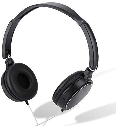 Dpofirs Faltbare kabeebundene Kopfhörer, Kopfhörer mit Stereo Musik, tragbare Student Studio-Kopfhörer, Unterstützung der FM-Funktion der TF-Karte, Schwarze Farbe