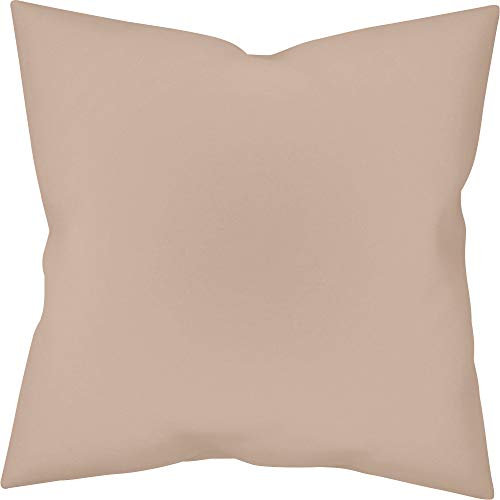 Erwin Müller Zusatz-Kissenbezug, Kissenhülle Renforcé Würzburg, Uni Taupe Größe 80x80 cm - strapazierfähig und temperaturausgleichend, mit Reißverschluss