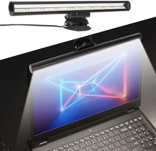Laptop Monitor Light Bar, USB e Reading LED Uppgiftslampa, 3 Justerbara Färgtemperaturer, 10 Dämpande Ljusstyrkanivåer, Utrymmesbesparande, Bärbar för Kontor/Resor/Hem