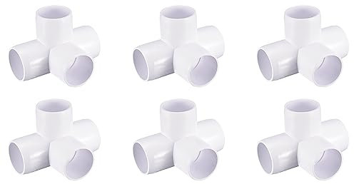 sourcing map 6Pack PVC Winkel Beschläge 1-1/4 4 Wege PVC Rohrleitung Fitting Steckverbinder für Basteln PVC Regal Garten Unterstützung Struktur Lagerung Rahmen
