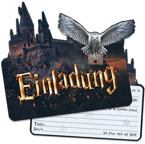 12 Stücke Einladungskarten Kindergeburtstag, Zauber Thema Partyeinladungen Geburtstagseinladungen kinder, Einladung Kindergeburtstag, Geburtstag Einladungskarten Junge Mädchen