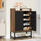 Tribesigns Schuhschrank, 73 x 35 x 105cm 5-Tier-Schuh-Lagerung Schrank mit Türen für Eingang Flur, hölzerne Schuhregal Veranstalter Schrank für 15-20 Paar Schuhe, schwarz und braun