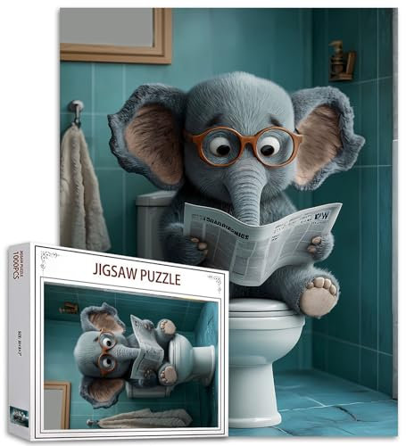 1000 Stück Elefant gehen Toilette Jigsaw Puzzles Erwachsene Tier sehen Zeitung Puzzles Wildlife gehen Toilette Puzzle herausfordernde Familie Aktivität Spiele DIY Craft Puzzle für Home Decor Geschenke