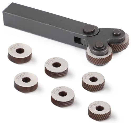 DBREAKS 7Pcs Rändelrad Set, Stahl Rändelwerkzeug 0.5mm/1mm/2mm, Rändeleisen