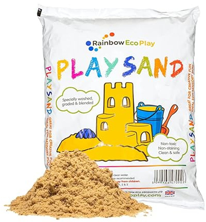 Rainbow Eco Play Sand - 15kg Natural, Non-Toxic Play Sand for Kids - Sandpit, Building, Childrens Toddler Sensory Play