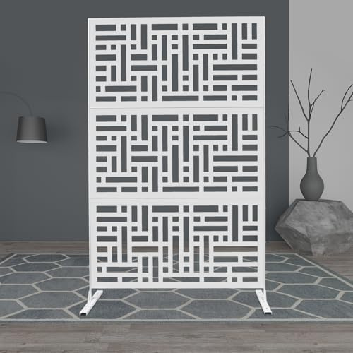 Paravent - Divisorio in metallo, per interni e giardino, divisorio decorativo autoportante, con supporto per balcone, terrazza, vasca idromassaggio, divisorio, 120 x 40 x 190 cm