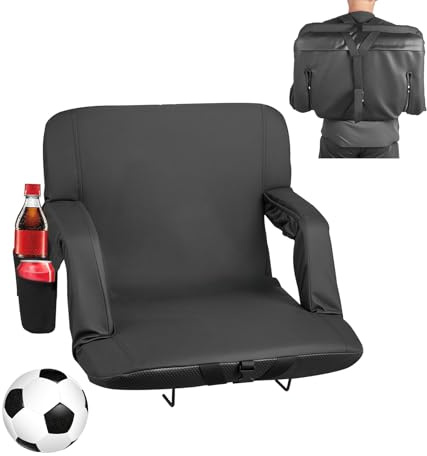 VEVOR Stadium-säte, 6 justerbara vinklade blekningsstolar, 2,9 tum kudde stadion säte med ryggstöd och armstöd, bred blekarstol med krok ficka mugghållare för picknick, strandsport och spel