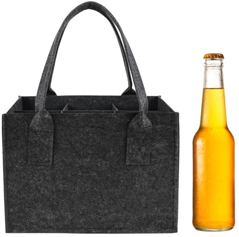 HO-SFSM Portabottiglie in Feltro Pieghevole, Borse Portabottiglie con Manici, Borsa per Bottiglie con 6 Scomparti per Vino, Birra, Acqua