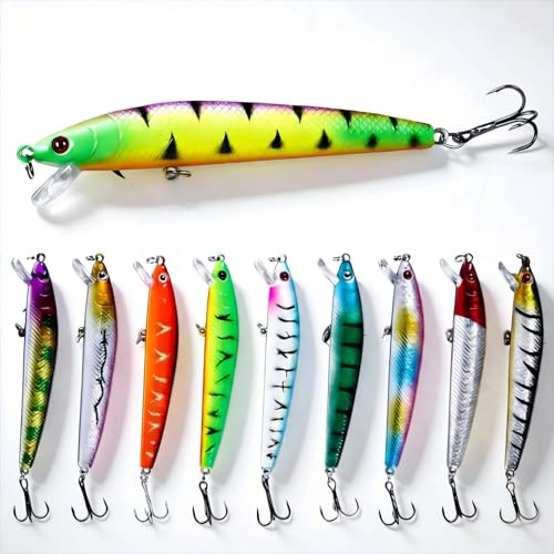 10 stycken beten för gädda, wobbler gädda fiskedrag för sött och saltvatten, rovfisk, fiskegåva 8,5 g I 9,5 cm fiskedrag set