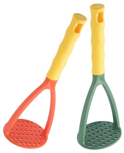 POPETPOP Lot de 2 Presse-purée Manuels en Polypropylène Réutilisables, Couleurs Orange et Vert, Ustensiles Cuisine pour Broyer Pommes de Terre et Aliments pour Bébés, Outil Pratique Maison
