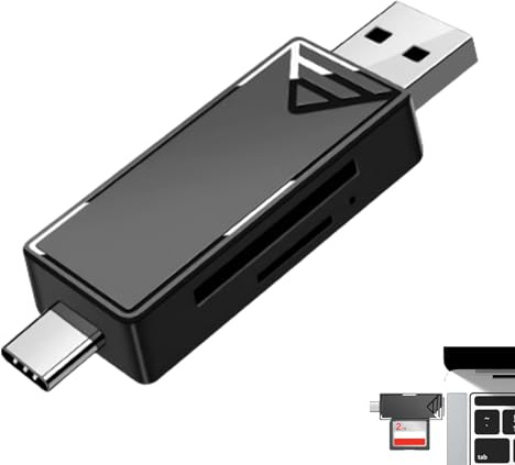 USB C SD-kortläsare, USB C SD-kort- och MicroSD-kort, USB-C och USB 3.0-adapter, 5 Gbit/s höghastighets dubbel kortplats, Microsoft SD-kortläsning, kompatibel med iPad Pro, PC och kameror