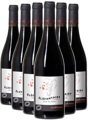 Côtes du Rhône Éléfantaisy sans sulfites ajoutés - Rouge 2025 - Julie et Nicolas - Vin Rouge de la Vallée du Rhône (6x75cl) Sans sulfite