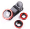 3-in-1 Handy Objektiv Set, Clip-On Kamera-Adapter für Smartphones - Fischaugenobjektiv (180° Fisheye Linse), Weitwinkel (0,65x Wide), Makroobjektiv (10x) - für alle Handys geeignet (Rot)