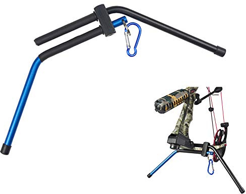 ZSHJG Detachable Compound Bow Stand Holder Rack Support with Waist Belt Hanging Carabiner Archery Device (Blue)
