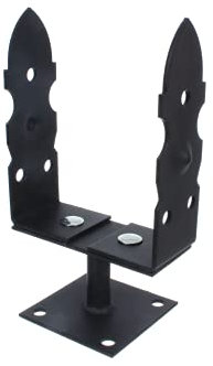 Pfostenträger U-Form mit mit Schraubplatte 100x100 mm verstellbarer Sockel 120-200 mm dicker Stahl 4 mm, Schwarz