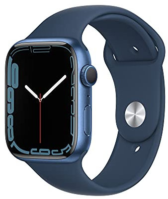 Apple Watch Series 7 (GPS, 45MM) -Blue Aluminum Case with Abyss Blue Sport Band (Renewed)