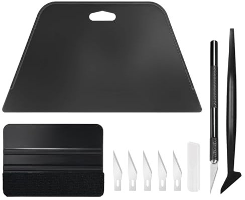 EHDIS 5-teilig Tapezierwerkzeug, inklusive Rakel Tapezieren, Filzrakel, Skalpell, Ersatzklingen, für Klebekontakt, Tapete Installieren, Fensterfolie, Vinylfolie, Fenster-Tönungsfolie