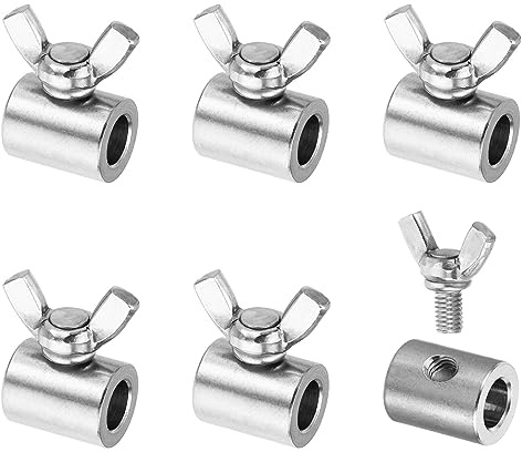 PATIKIL Morsetto per Cavo 9mm Foro Filo Corda Mollette, 6pz Morsetto per Cavi in Acciaio Inox 304 Mano Intrecciato Filo Morsetti Elementi fissaggio Viti per Acciaio Filo, Argento