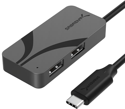 SABRENT Hub USB C 3 Puertos con PD 3.0, 1 USB-A a 5Gbps, 2 USB-A a 480Mbps, 1 USB-C a 5Gbps con 100W Power Delivery para Portátiles, Steam Deck, ROG Ally, Tabletas y Teléfonos (HB-C4WP)