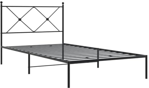 vidaXL Estructura Cama sin colchón con cabecero Metal Negro 100x190 cm