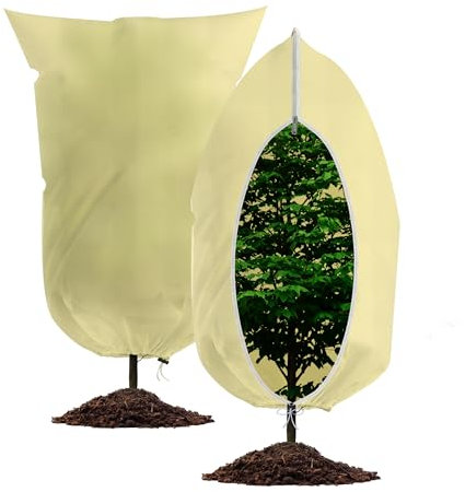 WISD Garden Fleece Frost Protection Bags - 80gsm Winter Plant Covers with Drawstring and Zipper - Plant Fleece Jacket for Outdoor Plants Trees Cold Weather (80 * 120cm,2 packs)