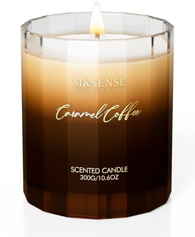 ​​M&SENSE Karamell-Kaffee Duftkerze im Glas | Natürliche Sojawachs-Kerze 330g (60h Brenndauer) | Süß-würziger Aromaduft | Inkl. Geschenkbox & Grußkarte | Luxus-Heimdeko & Frauen-Geschenk-Idee​
