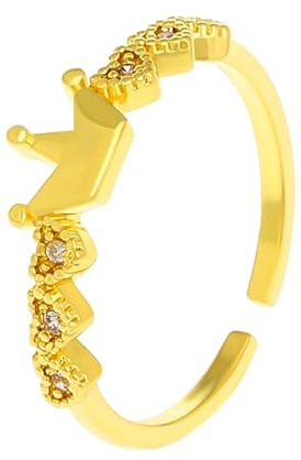 Hmsanase Anello Anelli Gioielli Donna Uomo Anello Corona Per Le Donne A Forma Di Corona Apertura Regolabile Intarsiati Zircone Anelli Goldcrownring